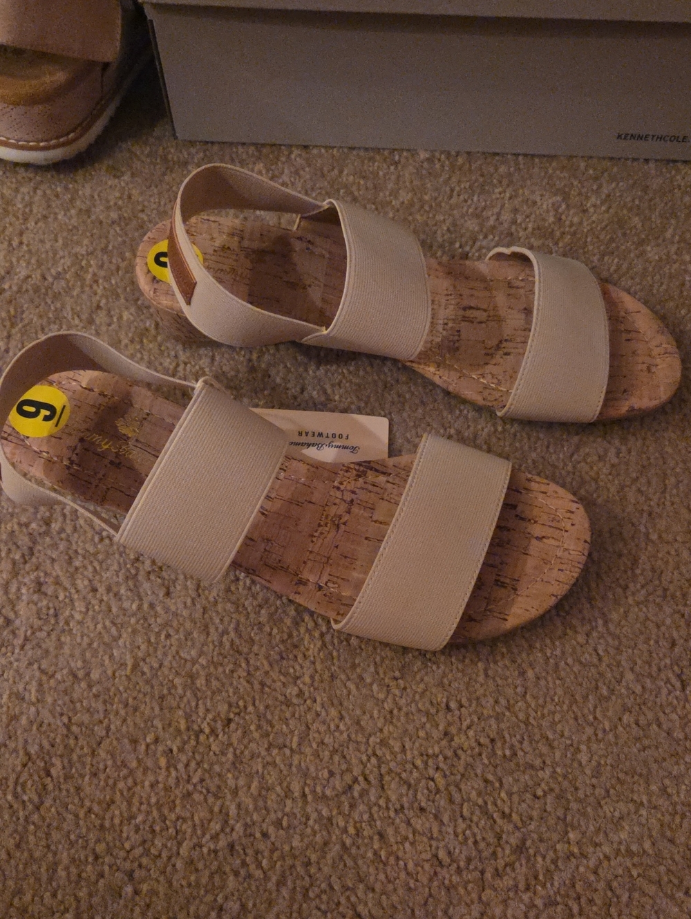 Tommy Bahama Beige Elastic Two-Strap Cork-Style Women's Sandals